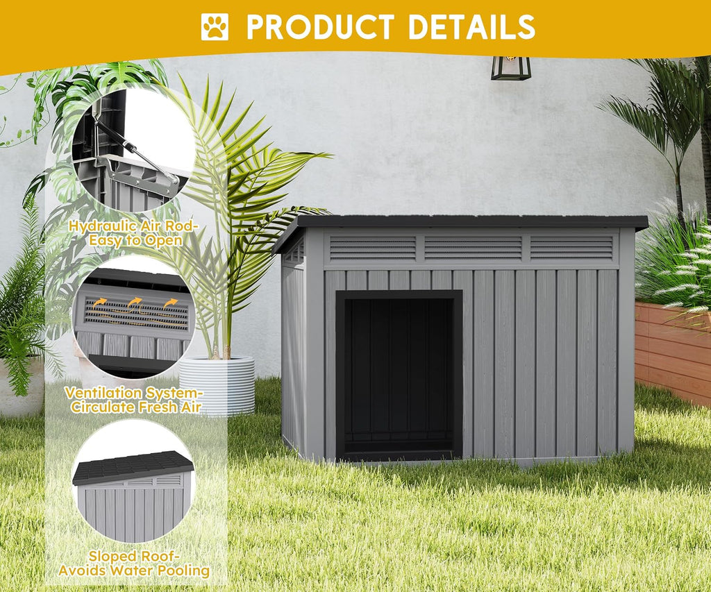 fancyango medium dog house for indoor & outdoor, close-up detail