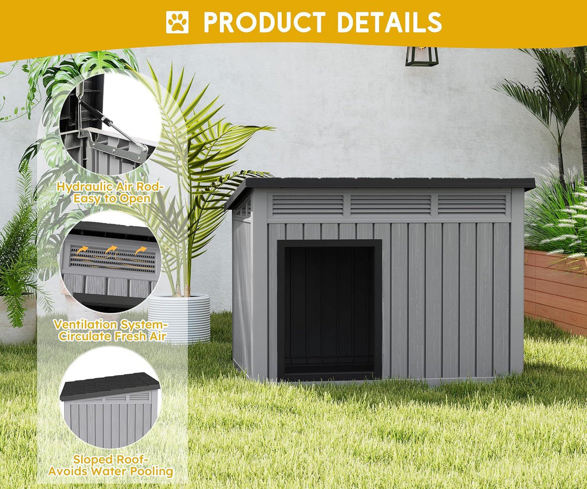 fancyango medium dog house for indoor & outdoor, close-up detail