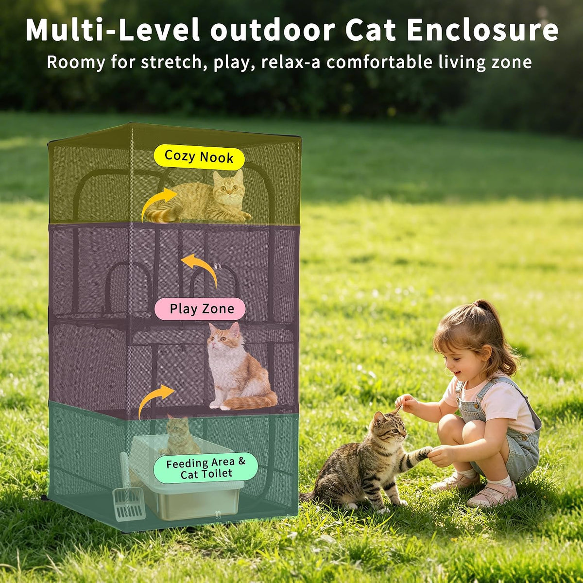 catio outdoor cat enclosure, 55" h large cat, close-up detail