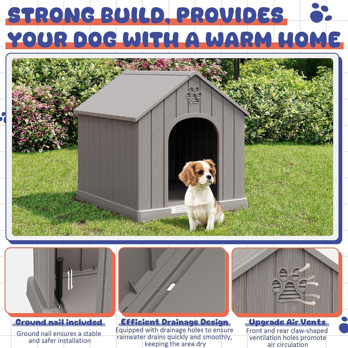 bifanuo outdoor indoor dog house for small &, side view