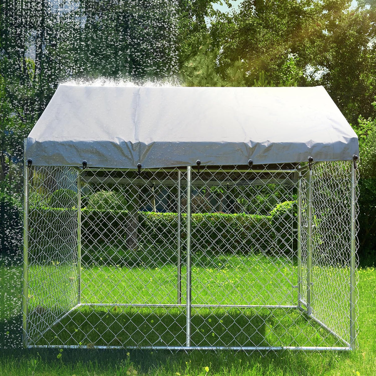 10'x10'x6.56' large outdoor dog kennel with roof, heavy, package contents