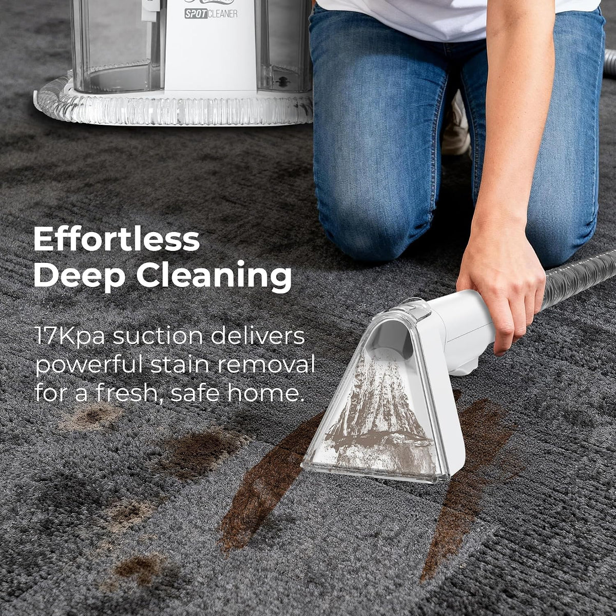 rosewill multi-purpose portable carpet and upholstery cleaner, powerful, close-up detail