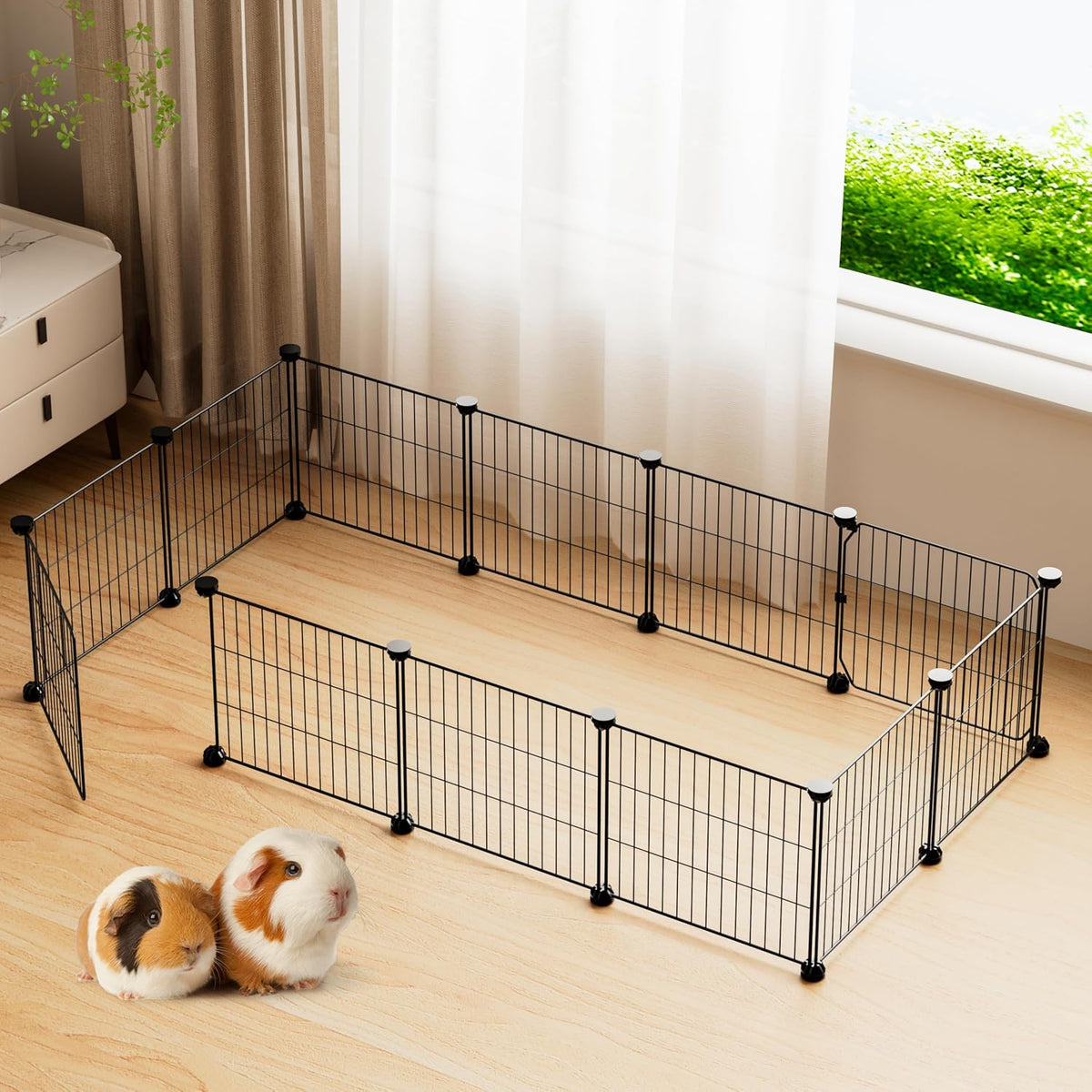 bucatstate 12 panels guinea pig playpen, rabbit playpen, side view