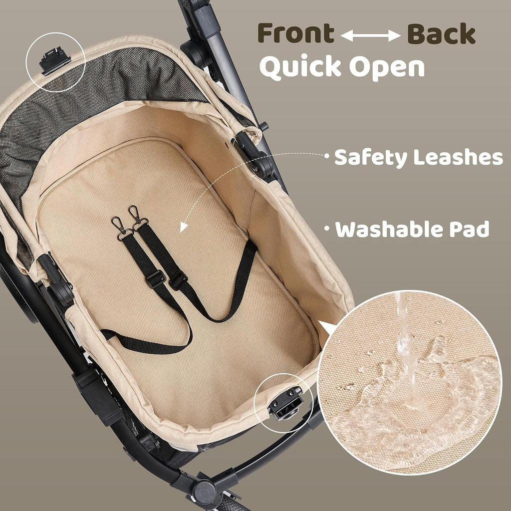 all-terrain dog stroller for small to medium dogs, front angle view
