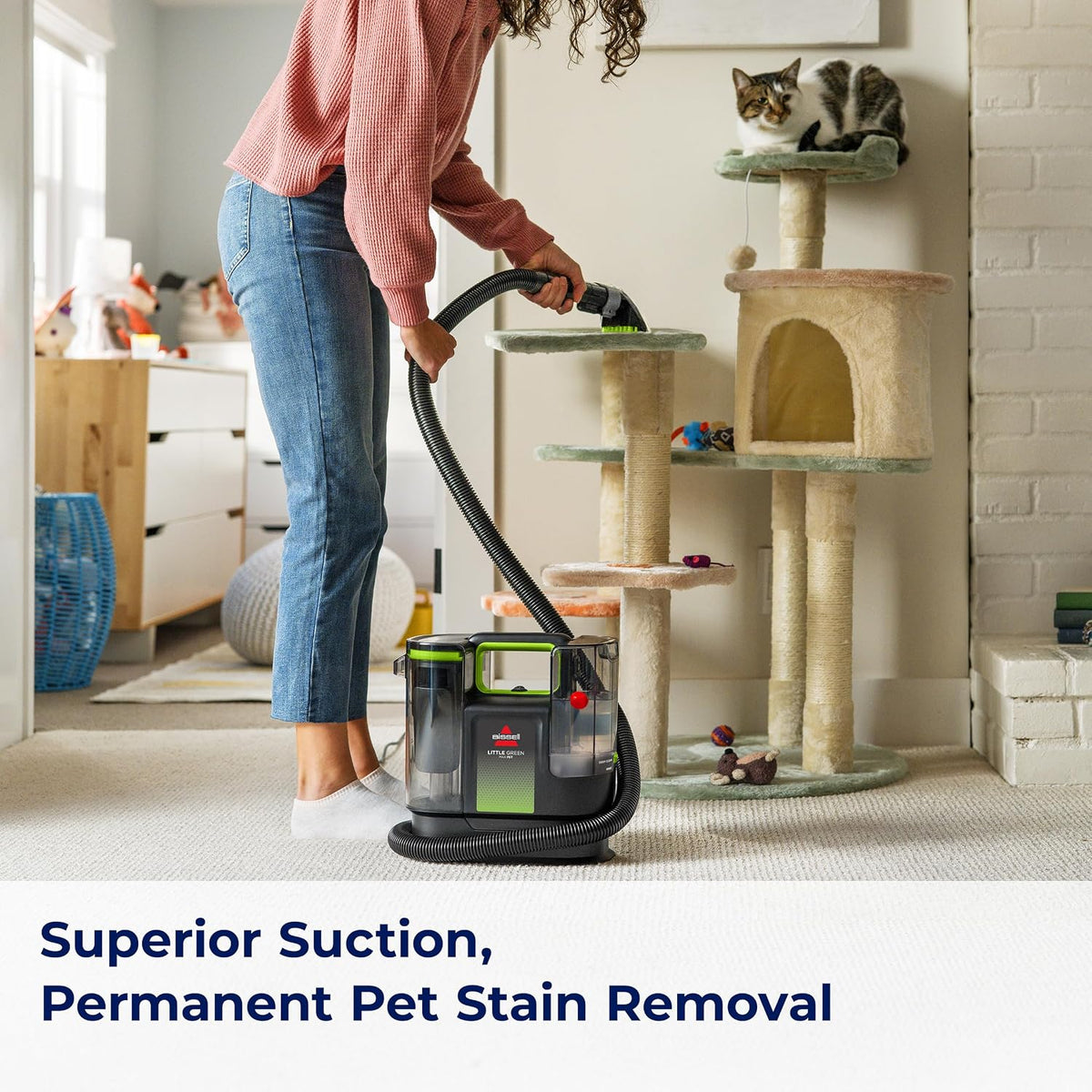 bissell little green max pet smartmix carpet cleaner, side view