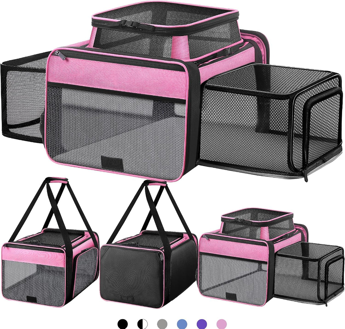 top and 2 sides expandable pet carrier 17x11x9.5, main product view