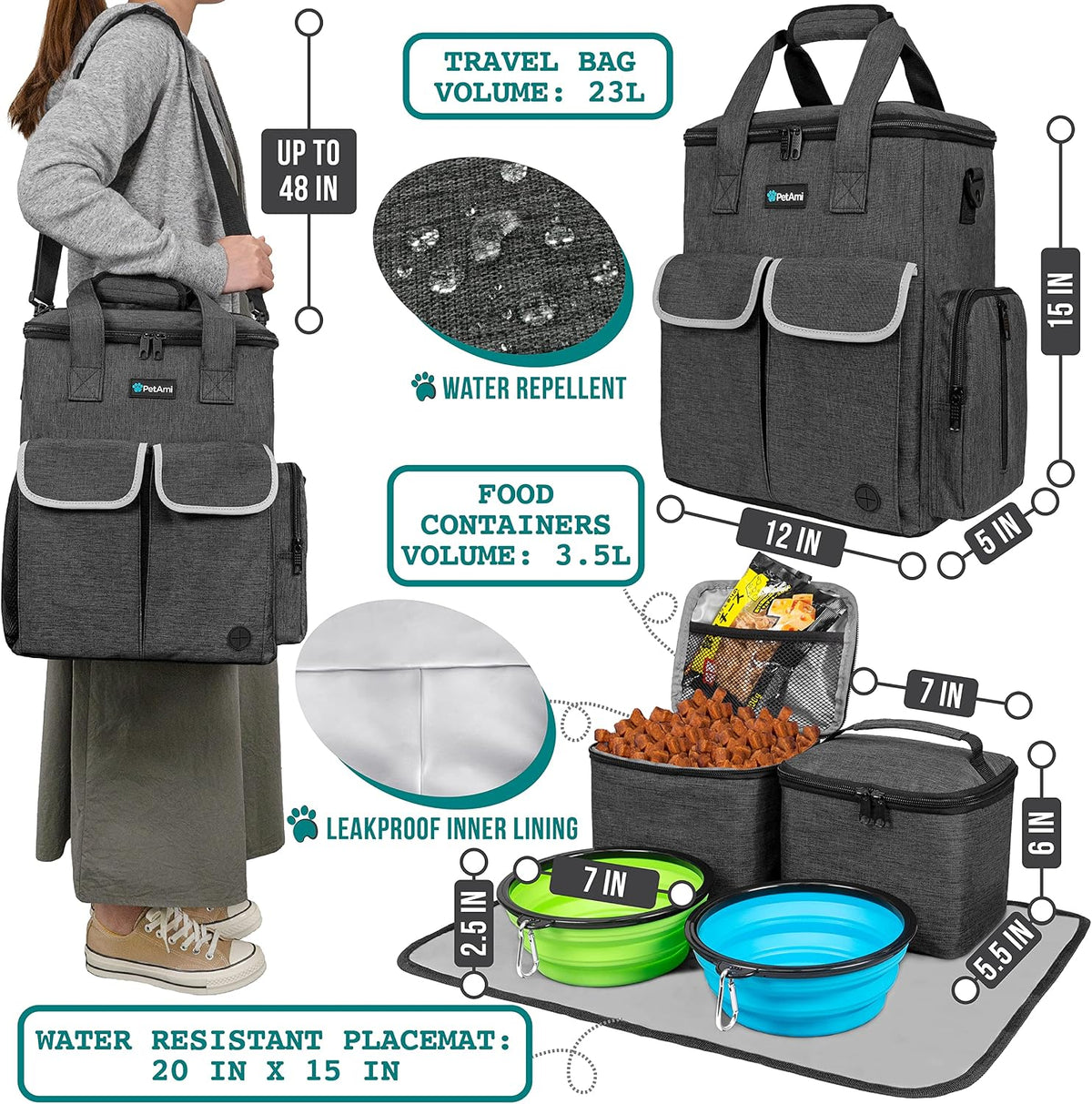 petami dog travel bag organizer, pet supplies diaper shown in use