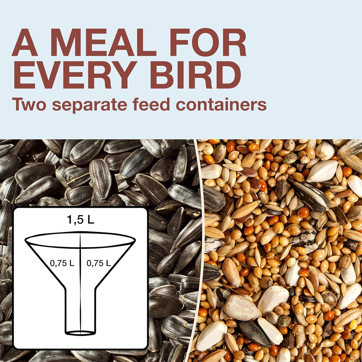 swissinno bird feeders - no mess hanging bird showing dimensions