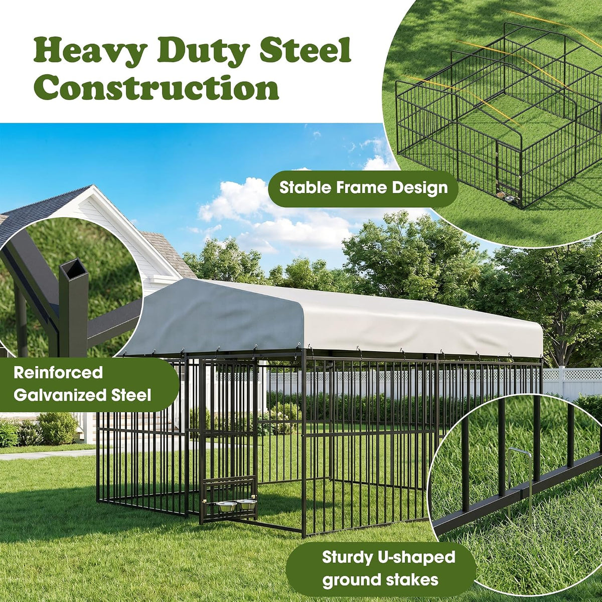 10x10x6 ft dog kennel outdoor for large dogs, close-up detail