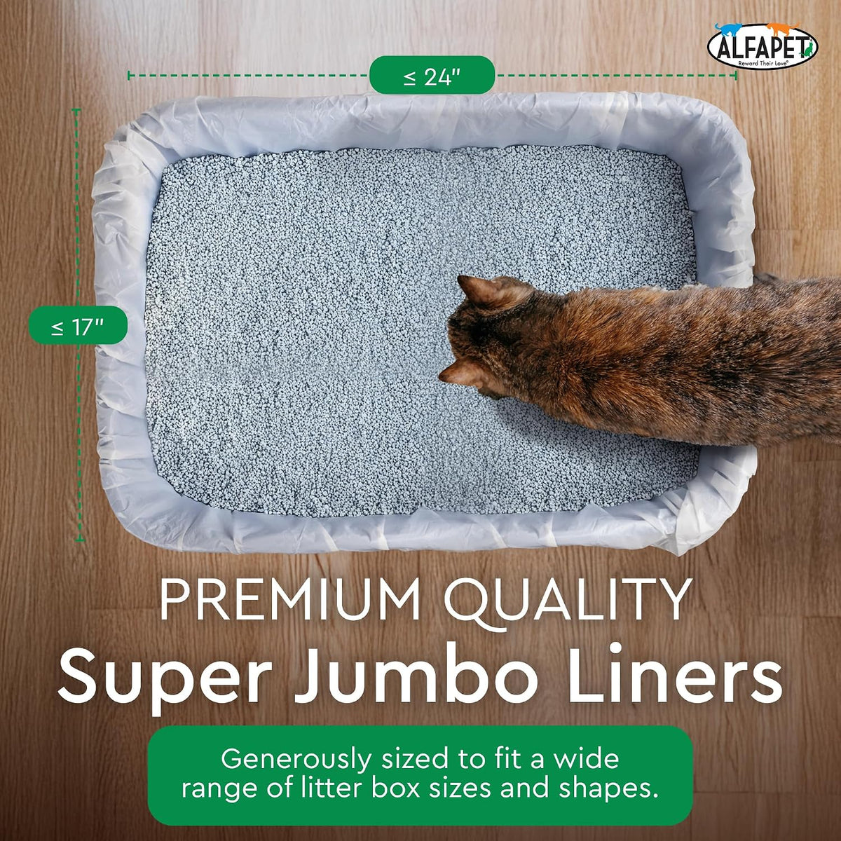 litter box liners heavy duty,alfapet elastic 52 pack-for, close-up detail