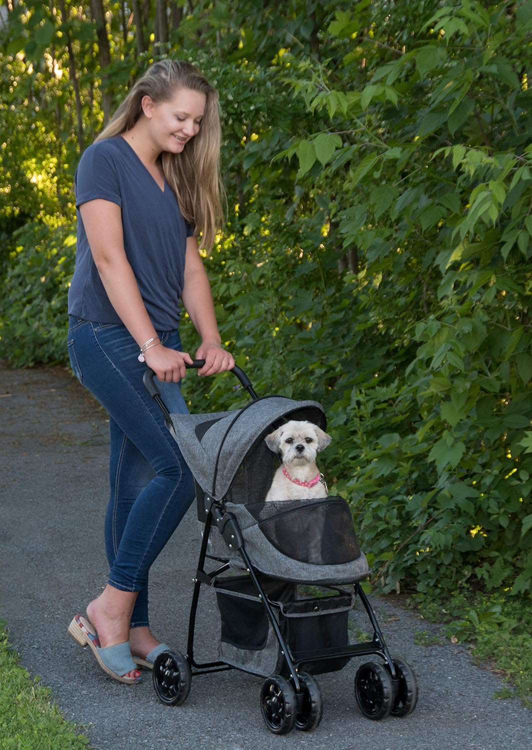 pet gear no-zip happy trails lite pet stroller, close-up detail