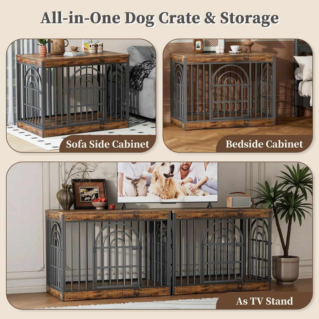 easycom 39" wooden dog crate furniture for small, package contents