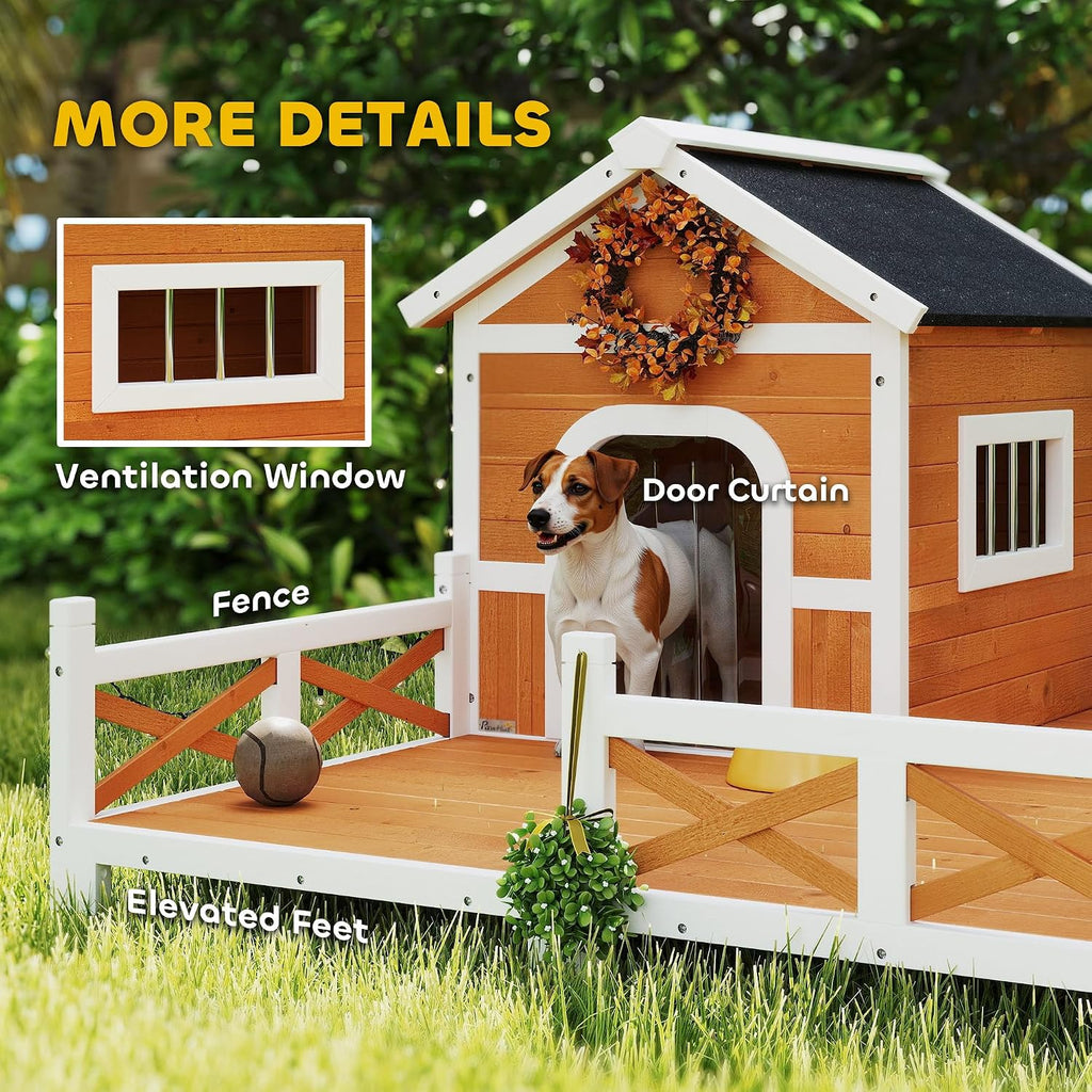 pawhut outdoor dog house, 56" wooden dog house, package contents