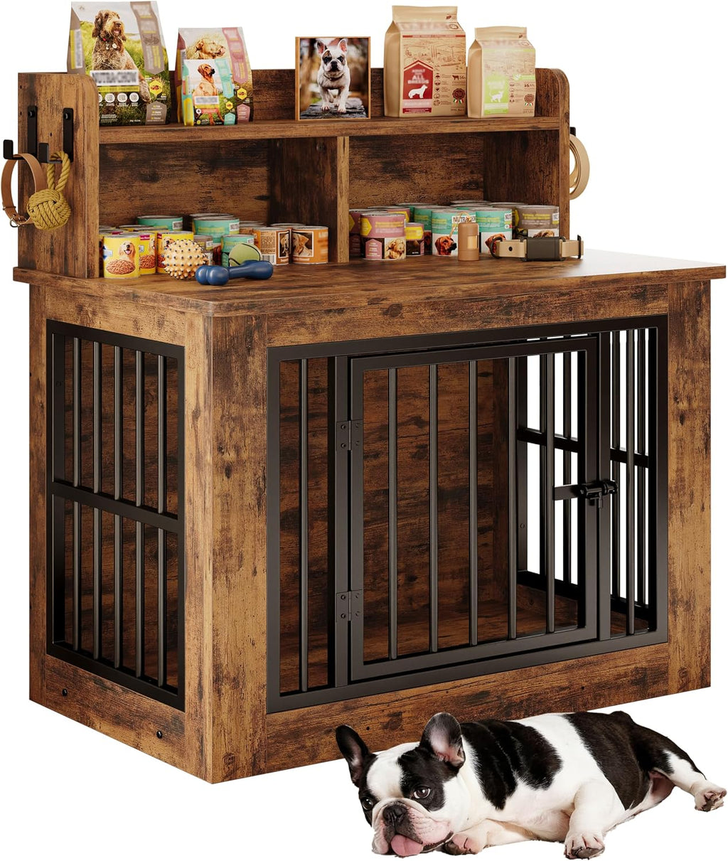 ironck 33.4" small dog crate furniture with storage, main product view