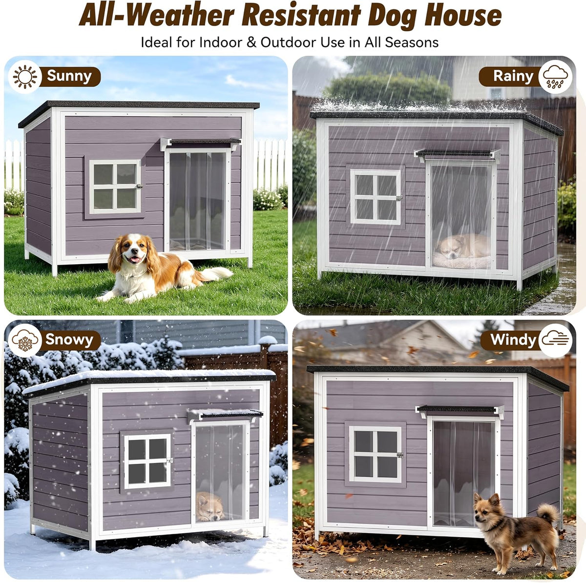 43" large wooden outdoor dog house with insulated on a desk or shelf