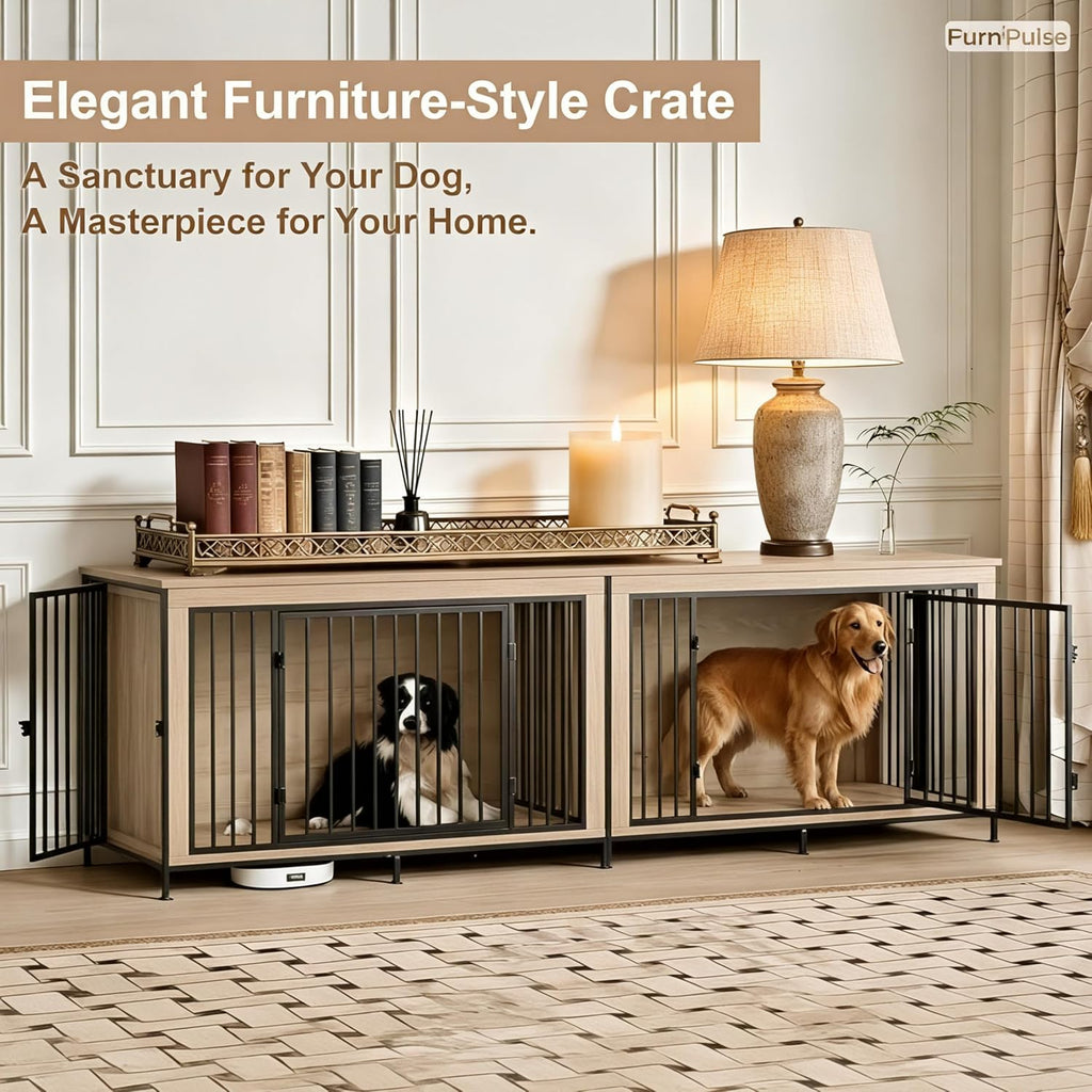 48" xl dog crate furniture for large dogs,farmhouse, front angle view