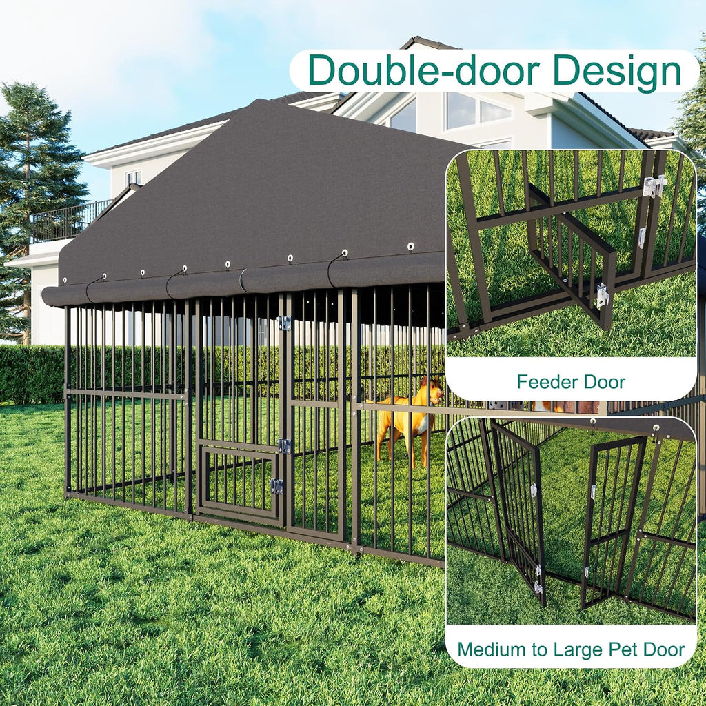 10x20x6.5 ft large dog kennel, outdoor dog enclosure, package contents