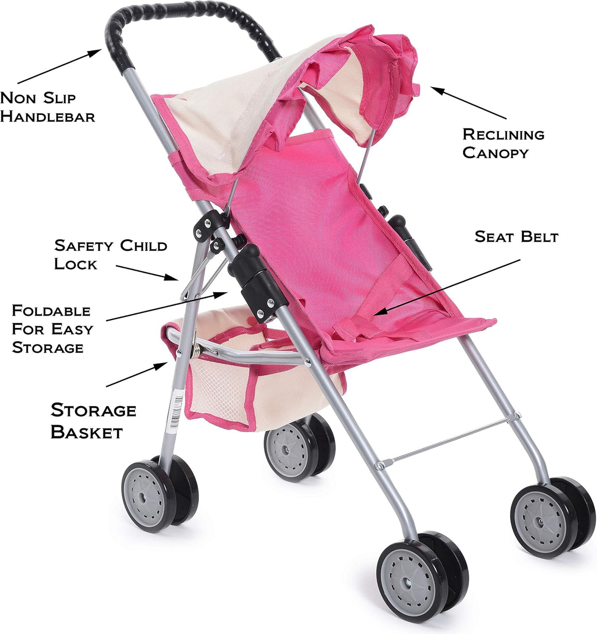 fash n kolor my first doll stroller with showing dimensions