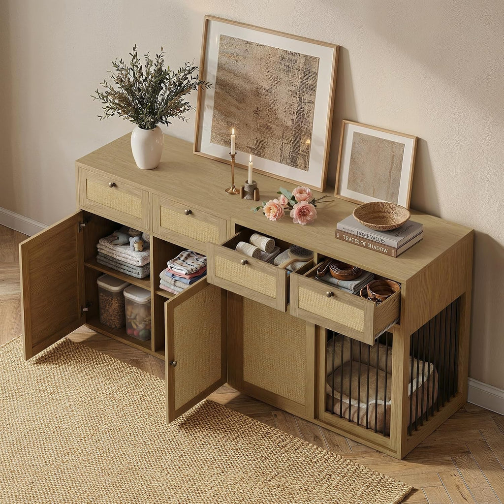 purecozy 2-piece dog crate furniture, right, 80 inch, close-up detail