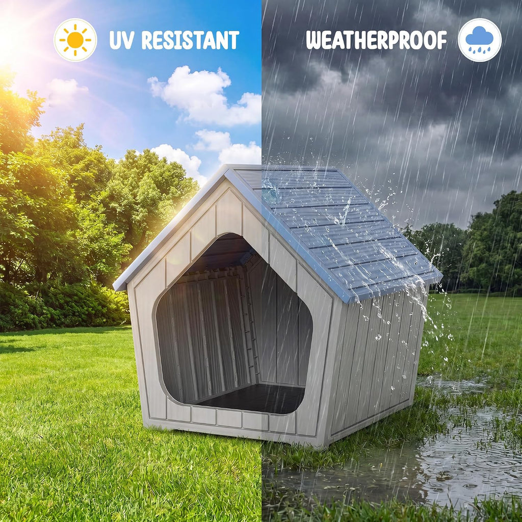 fancyango outdoor indoor dog house for small dogs, side view