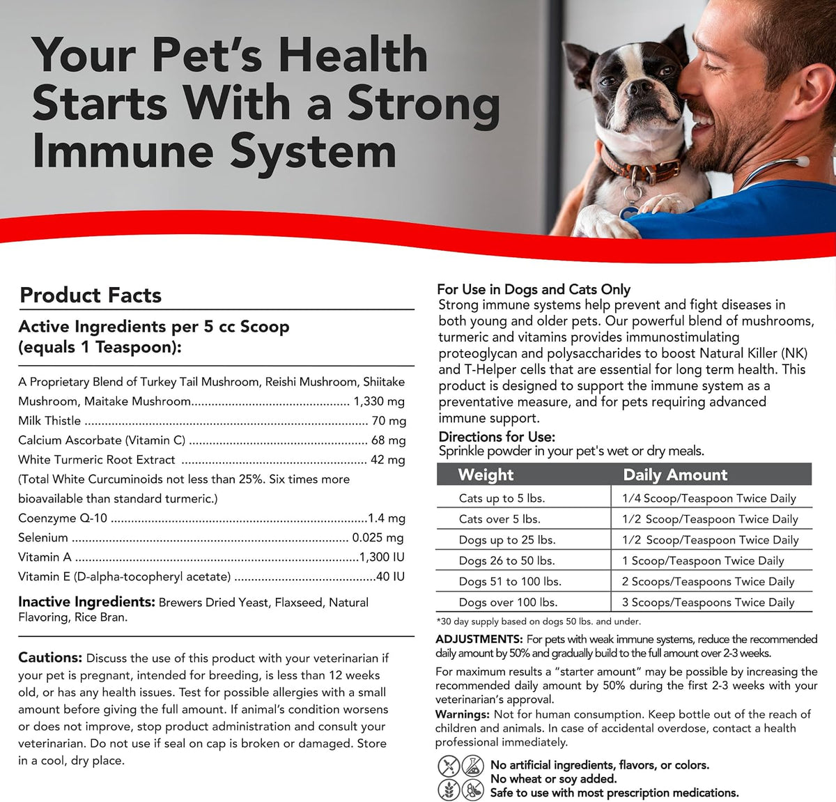critical immune defense for dogs & cats; supports, side view