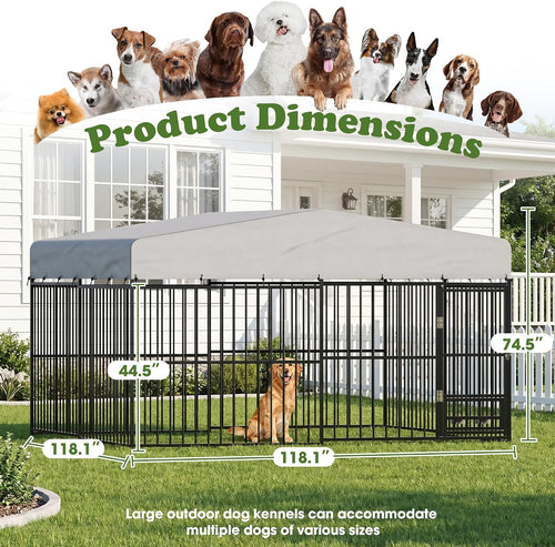 10x10x6 ft dog kennel outdoor for large dogs shown in use