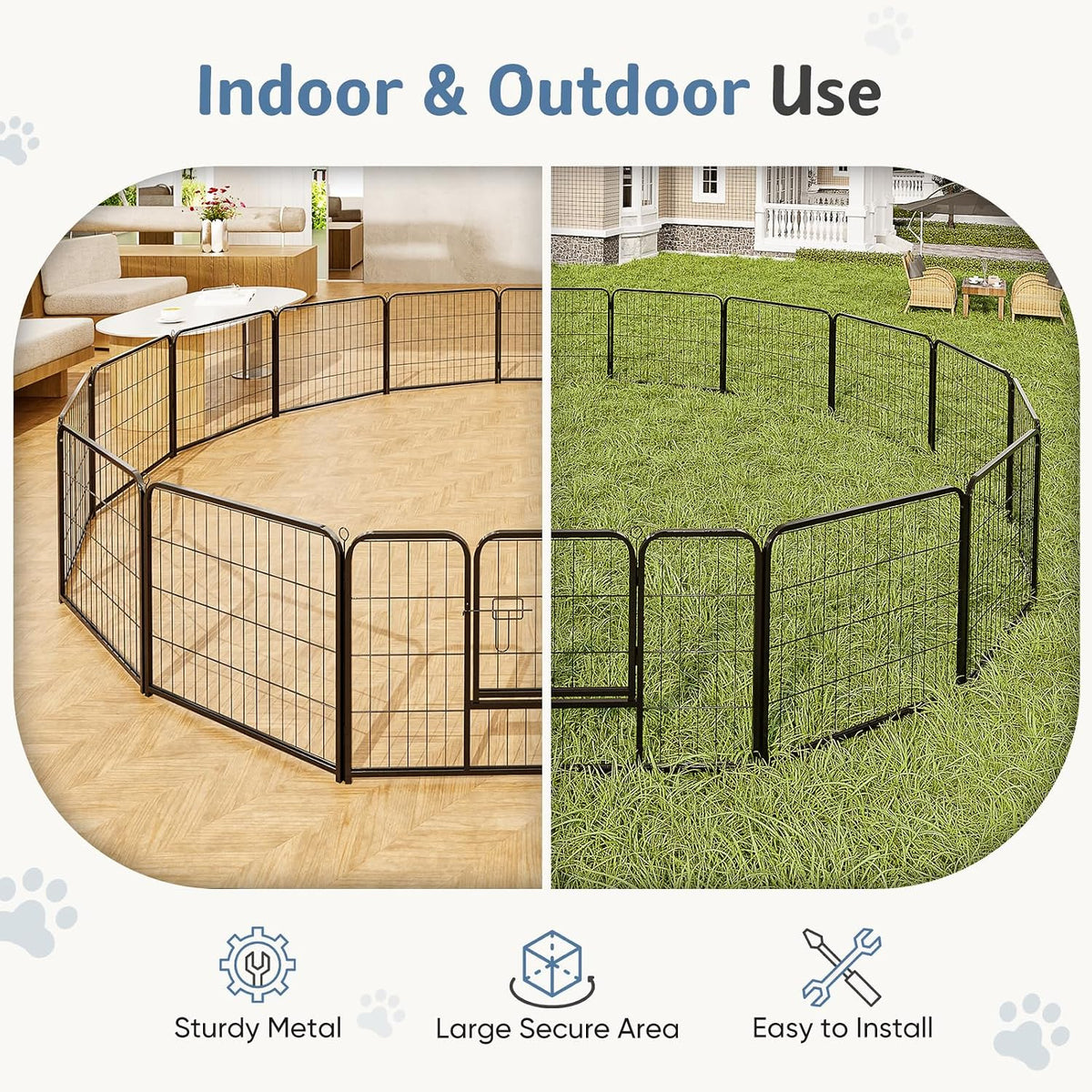dumos dog playpen 40 inch 32 panels indoor, side view