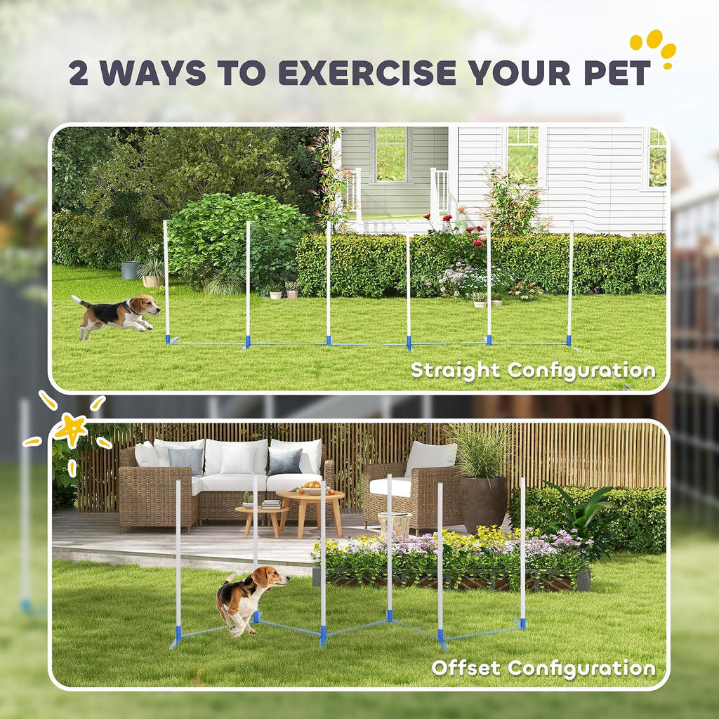pawhut dog agility training equipment set with weave, side view