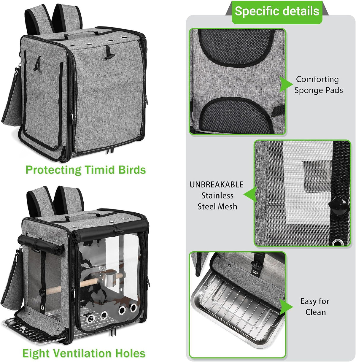 sanmoncare bird carrier for car travel with seat shown in use