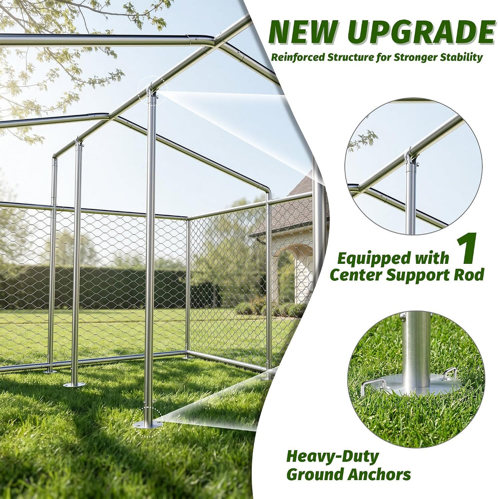 10x10 ft outdoor dog kennel, heavy duty dog shown in use