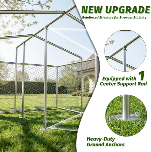 10x10 ft outdoor dog kennel, heavy duty dog shown in use