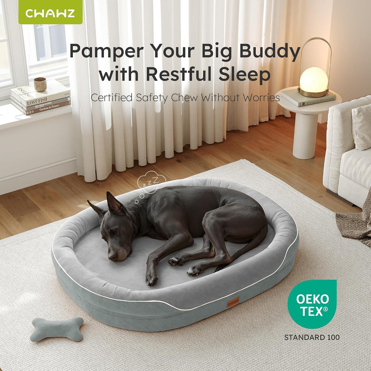 cwawz xxl orthopedic dog bed, 53 in. dog, side view