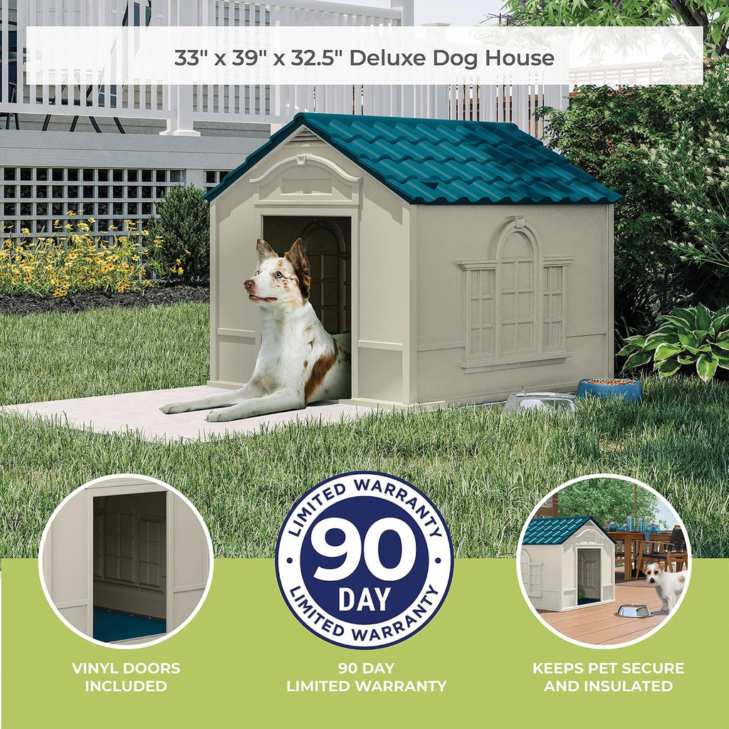 suncast outdoor dog house with door - water on a desk or shelf