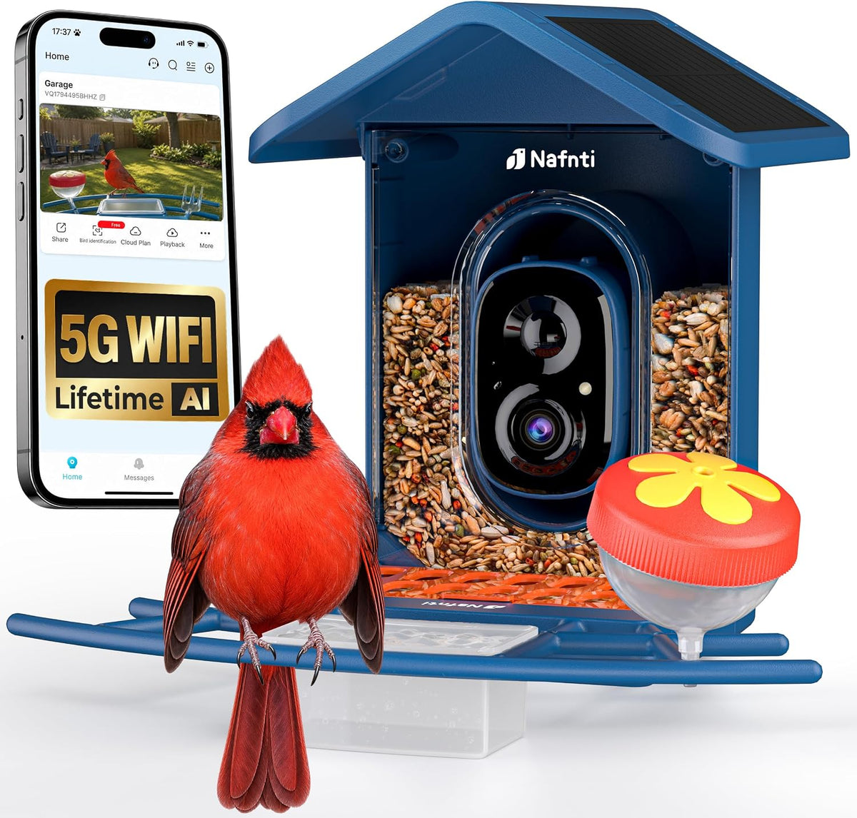 smart bird feeder with camera 5ghz no subscription, main product view