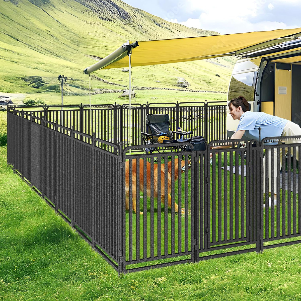 thickened dog playpen foldable metal yard fence32/43inch compact, close-up detail
