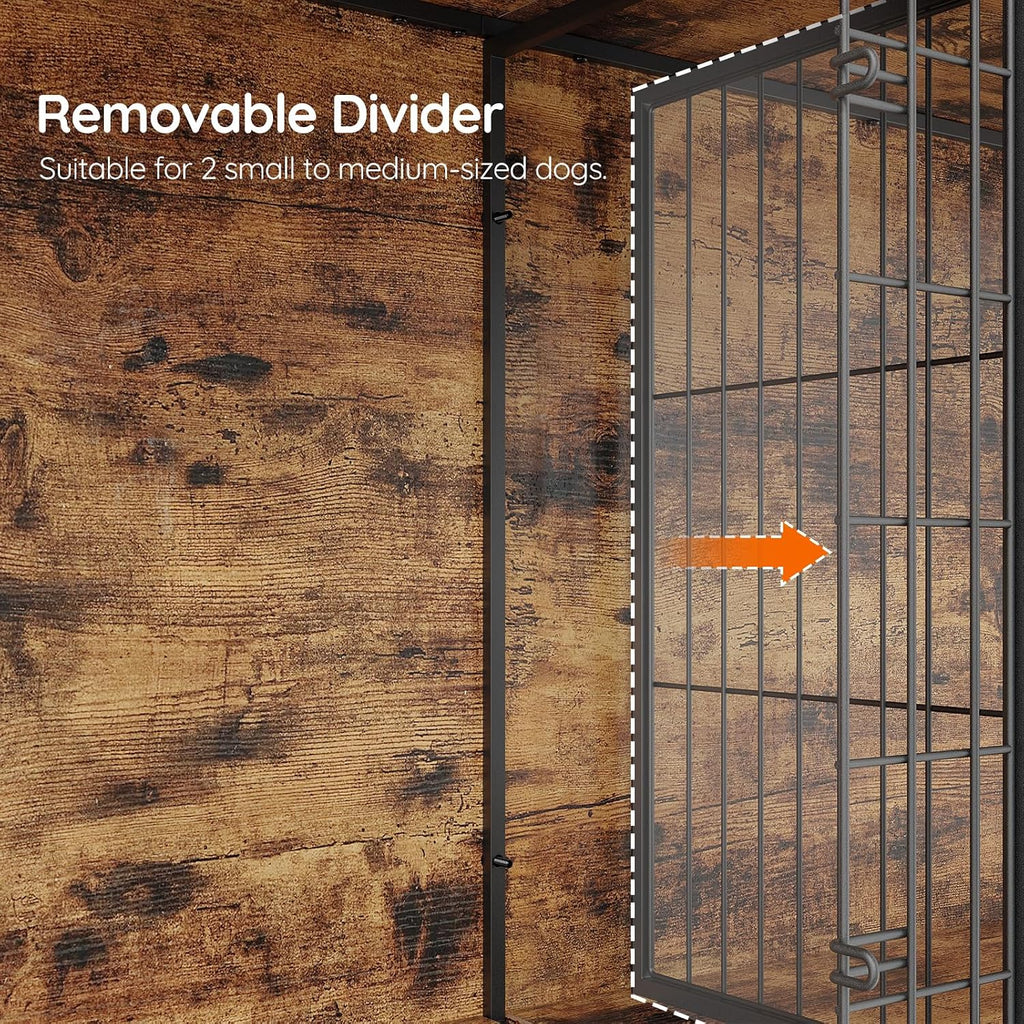 hoobro dog crate furniture for 2 dogs, 63" showing dimensions