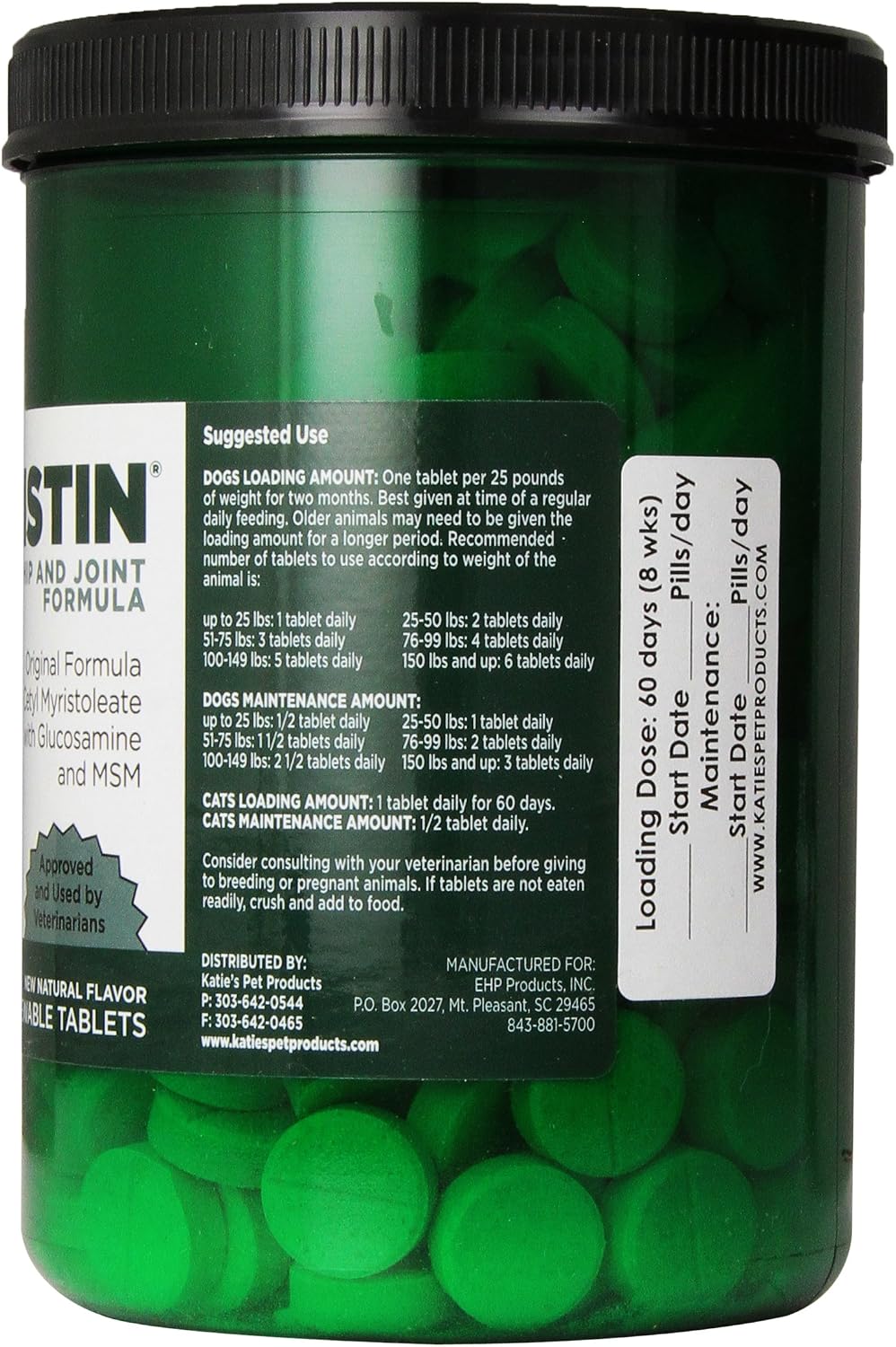 ehp products myristin canine 240 count joint formula shown in use