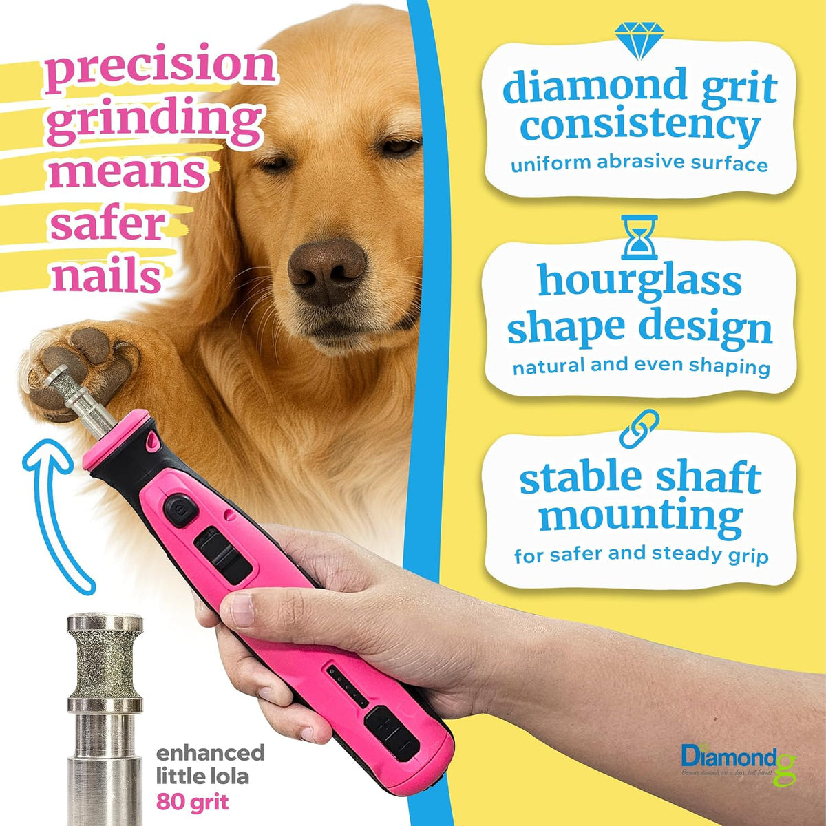 diamondg dog nail grinder bits - diamond-coated, 80, side view