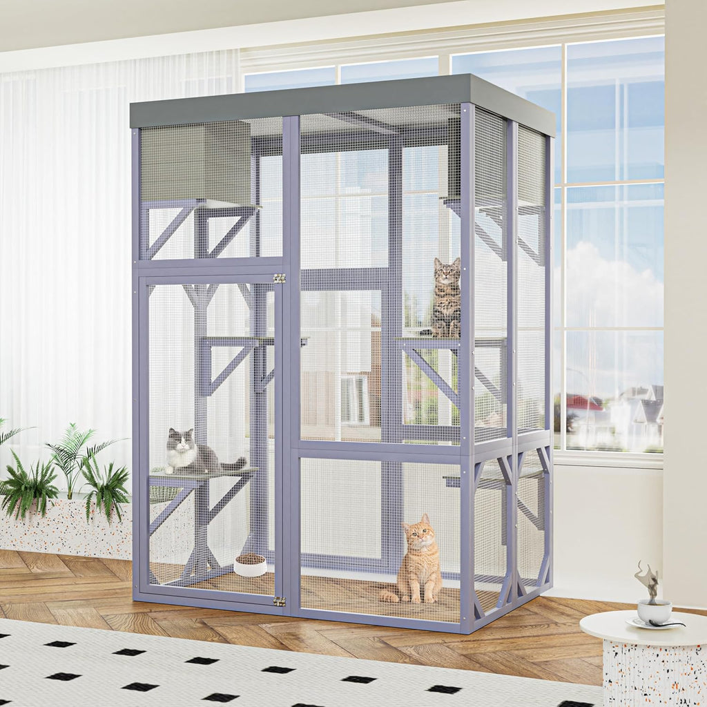 yopto outdoor cat house,70" catio outdoor cat enclosure, side view