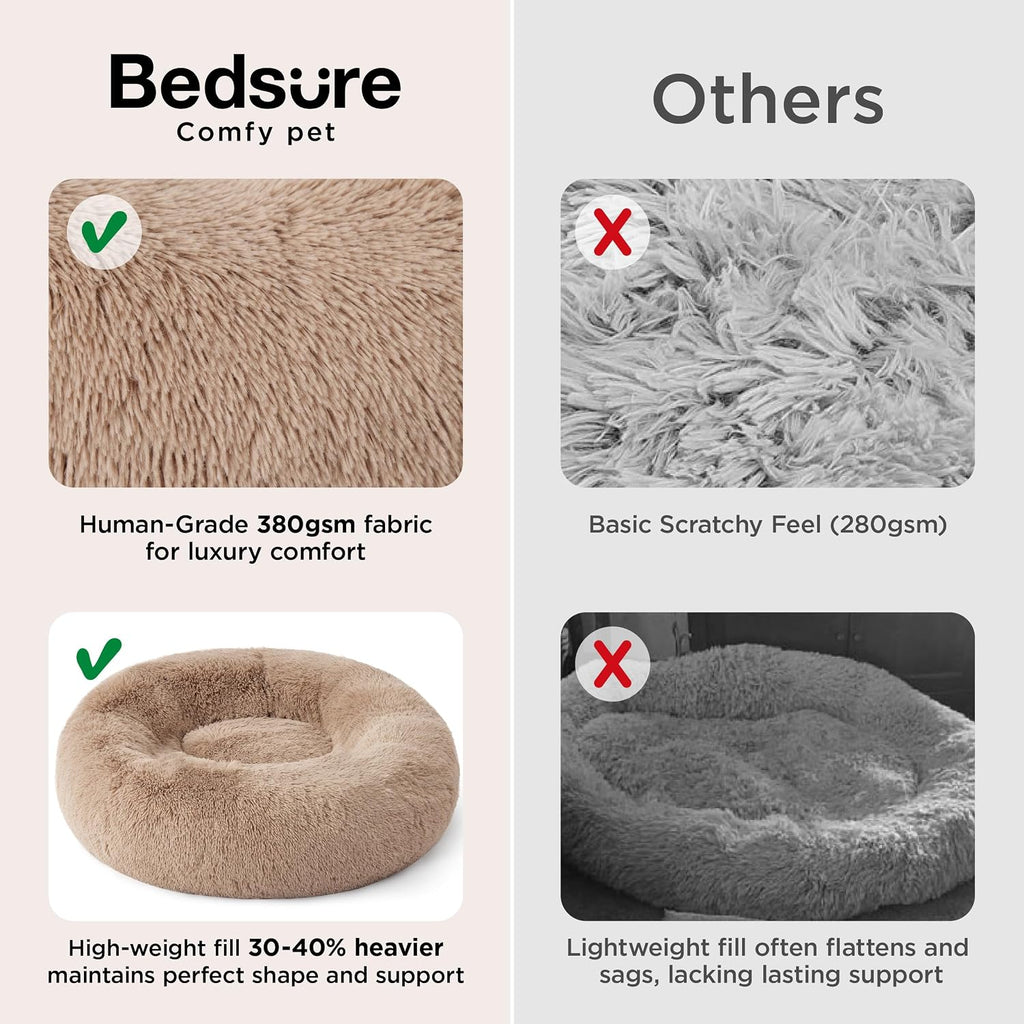 bedsure calming dog bed medium size dog donut, close-up detail