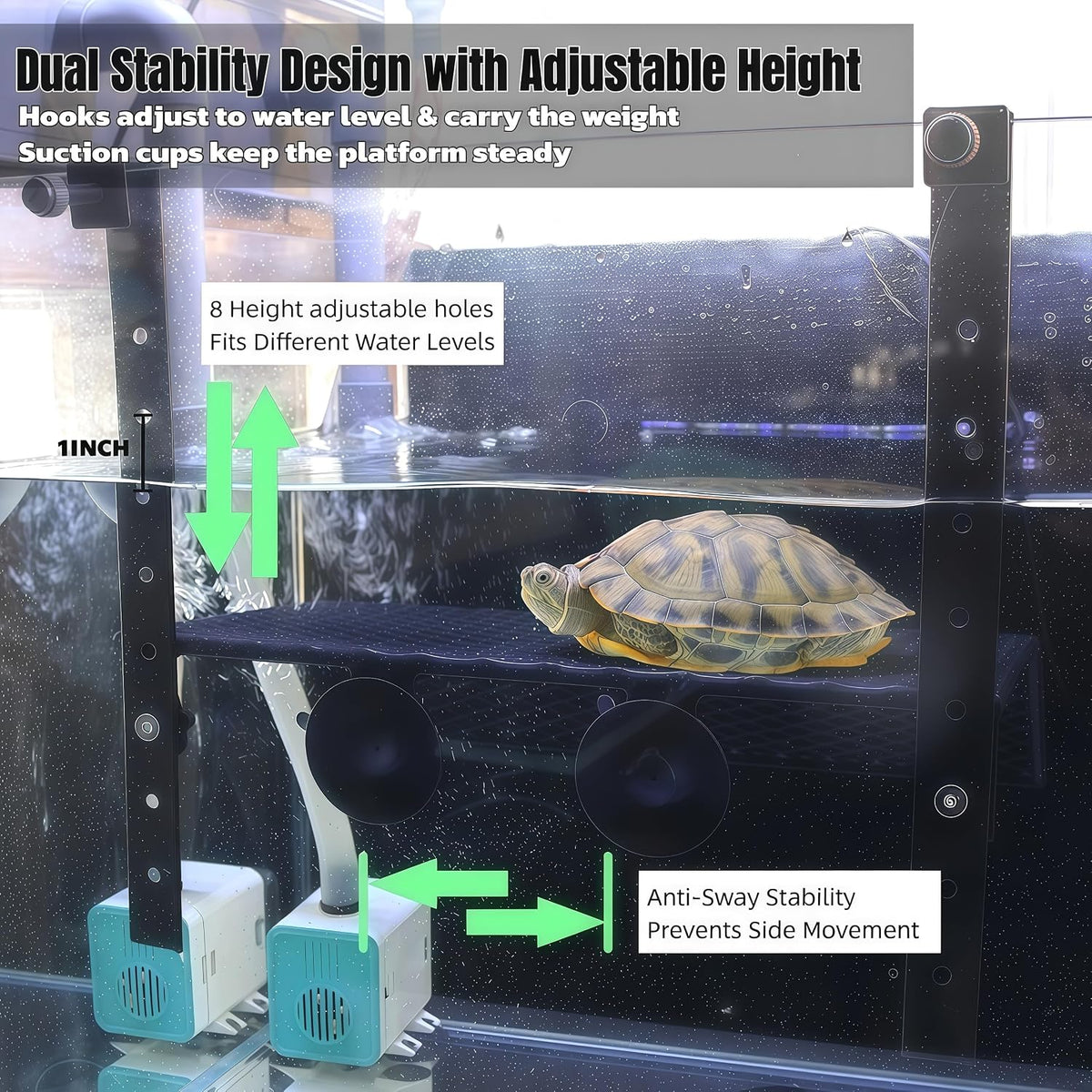 large turtle basking platform,11in*11in*1.6in, heavy duty showing dimensions