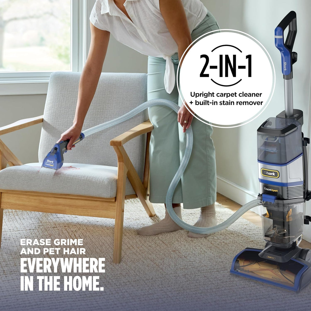 shark carpetxpert hairpro carpet & built-in stain cleaner, close-up detail