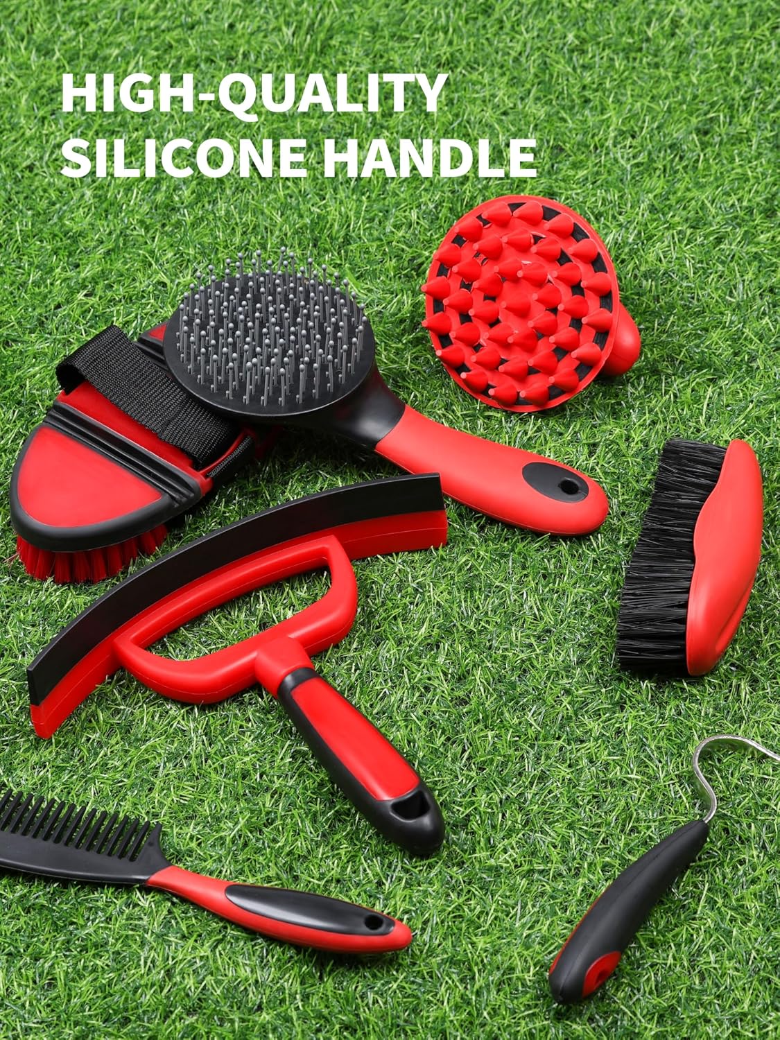 harrison howard horse grooming kit 9 piece with shown in use