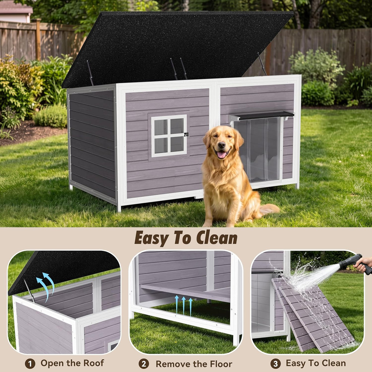 59" extra large outdoor dog house with insulated on a desk or shelf