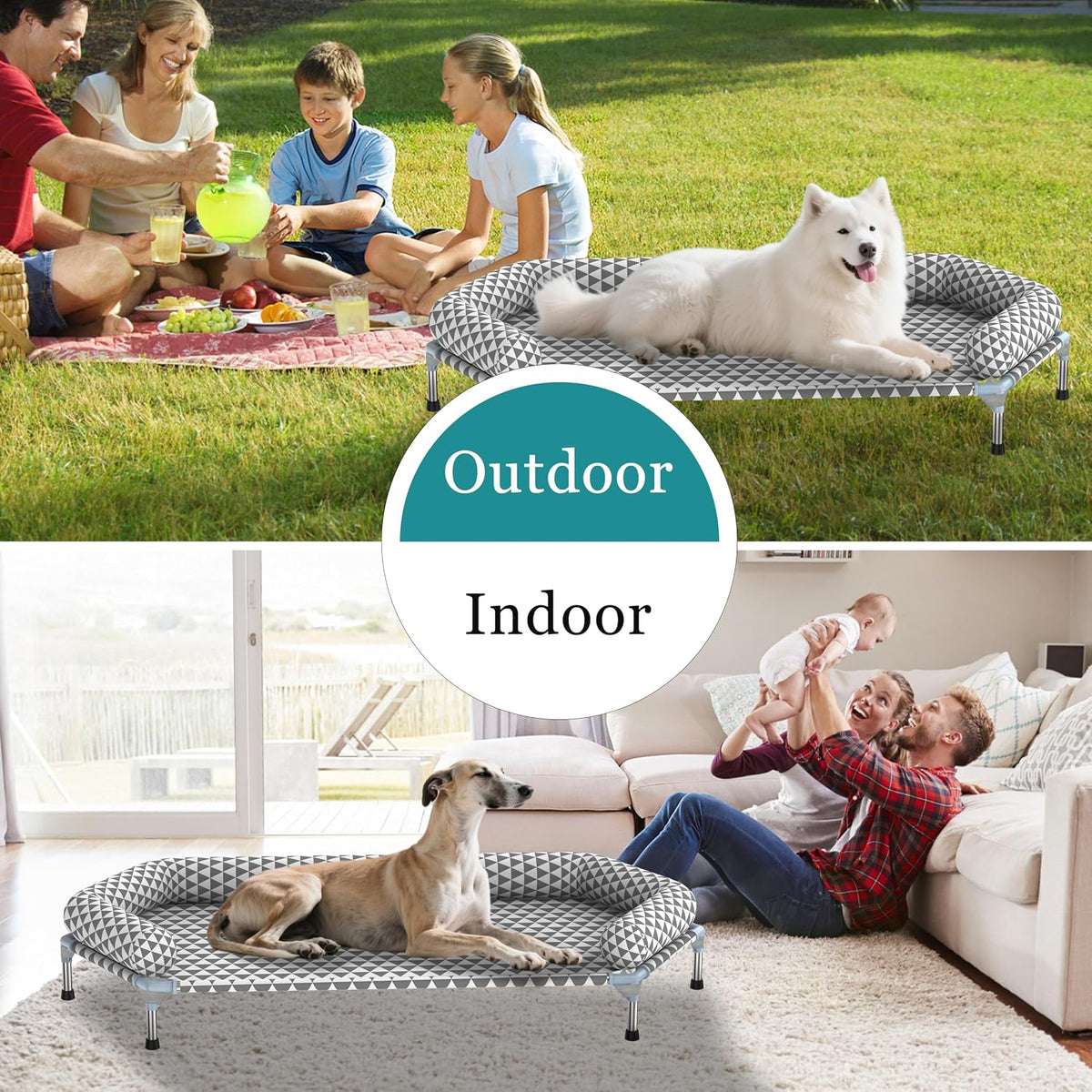 orthopedic dog beds for large dogs,u-shaped bolster ，up, close-up detail