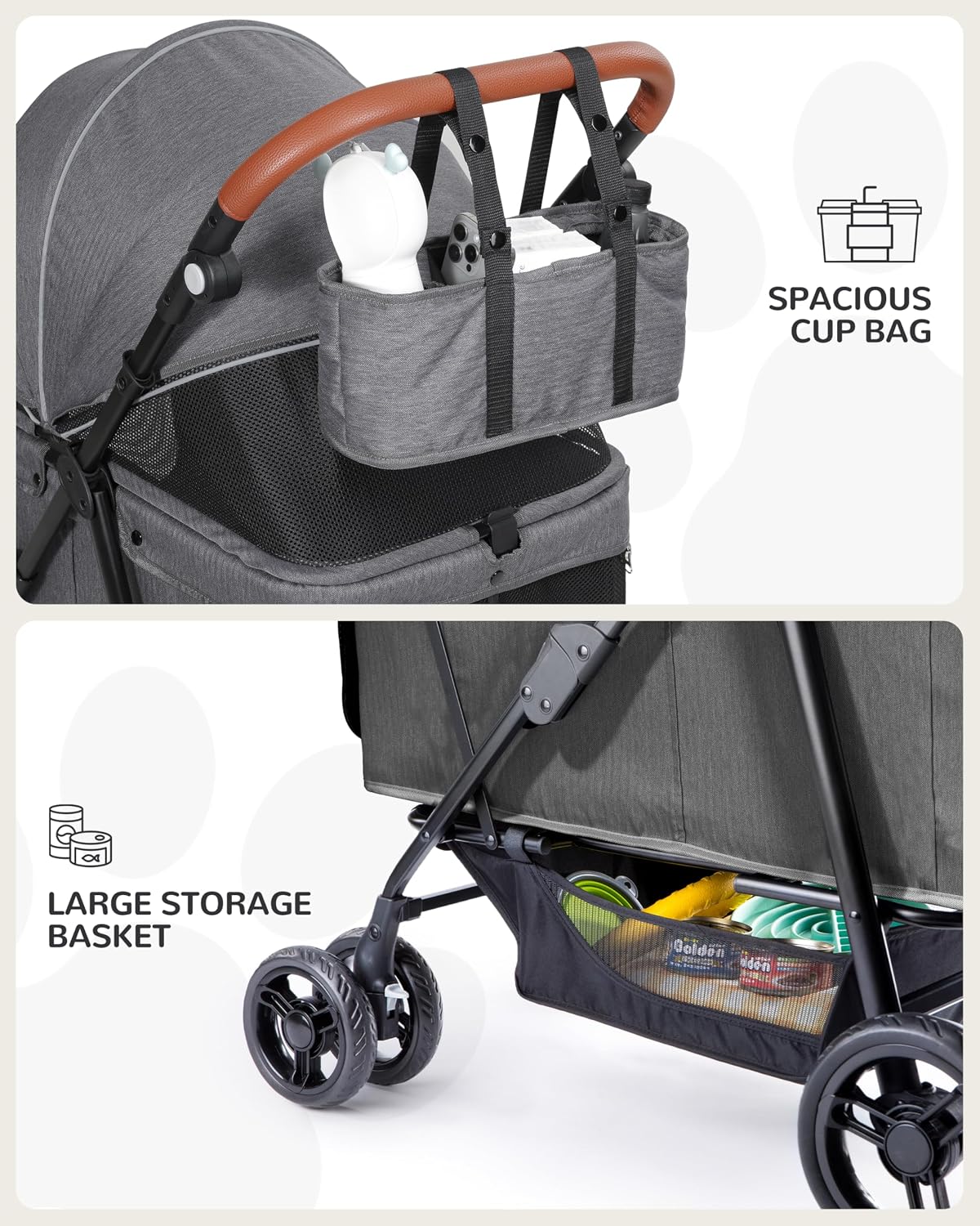 dog stroller for large & medium dogs (20–132, front angle view