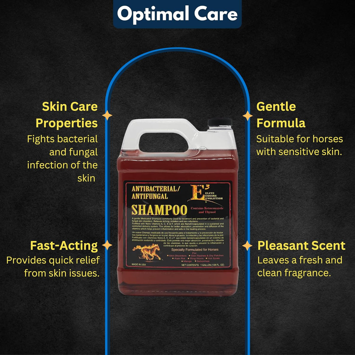 e3 antifungal ketoconazole and thymol skincare shampoo for shown in use