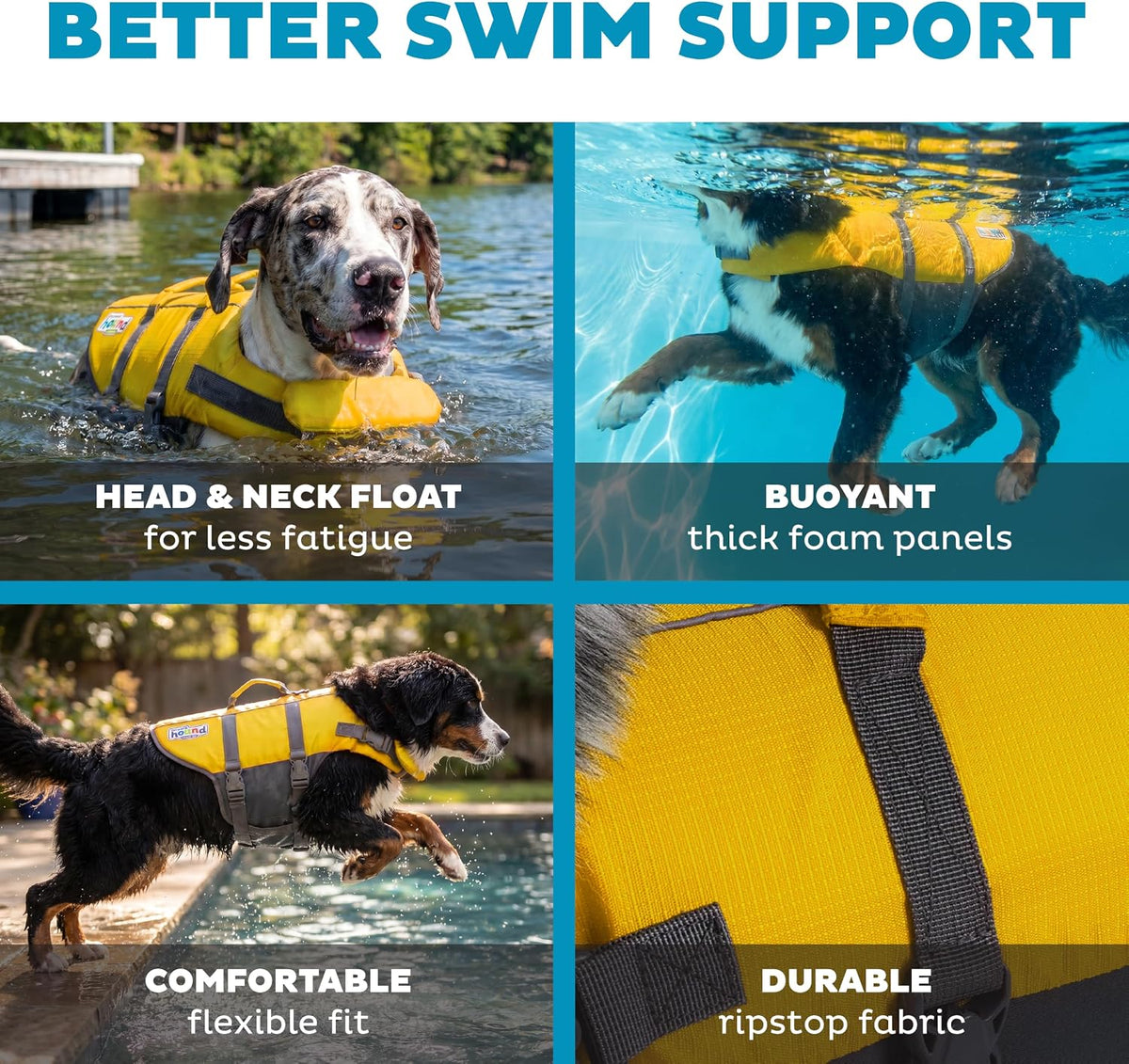 outward hound granby splash dog life jacket, life, side view