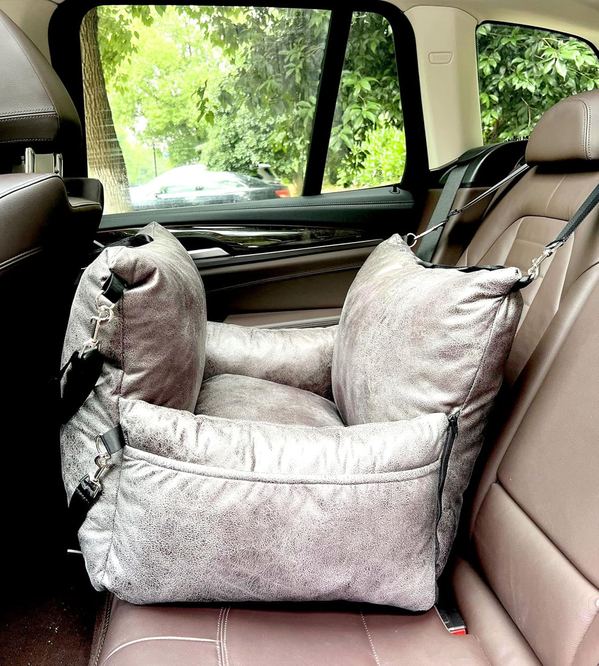 alansma portable car dog crate detachable seat belt, main product view