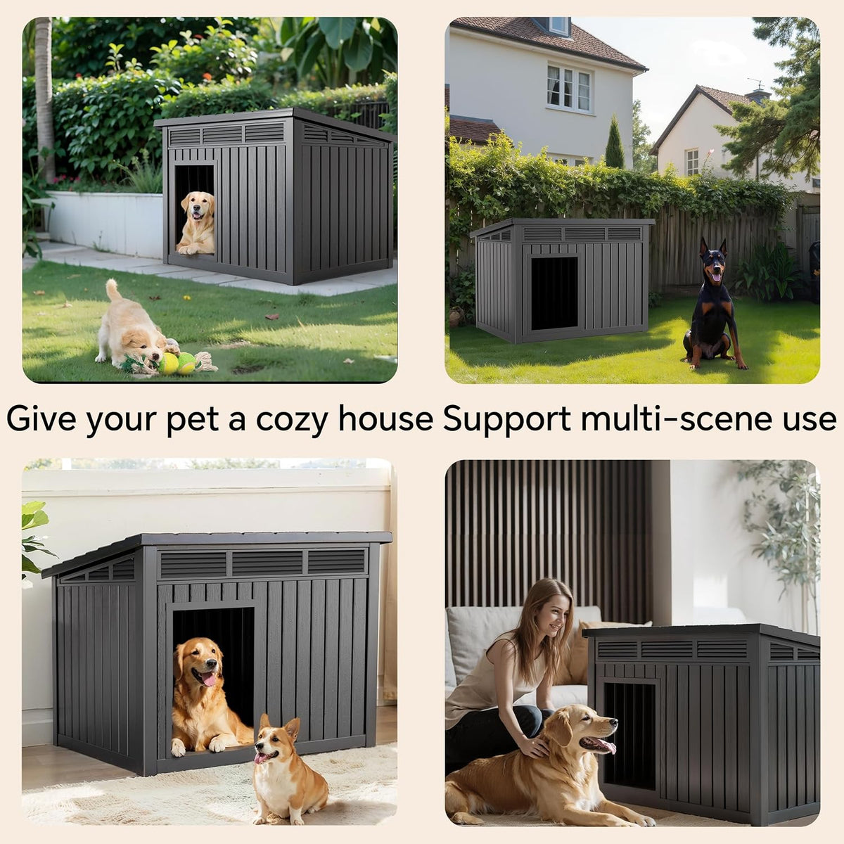 durable waterproof resin dog house,indoor outdoor doghouse for, package contents